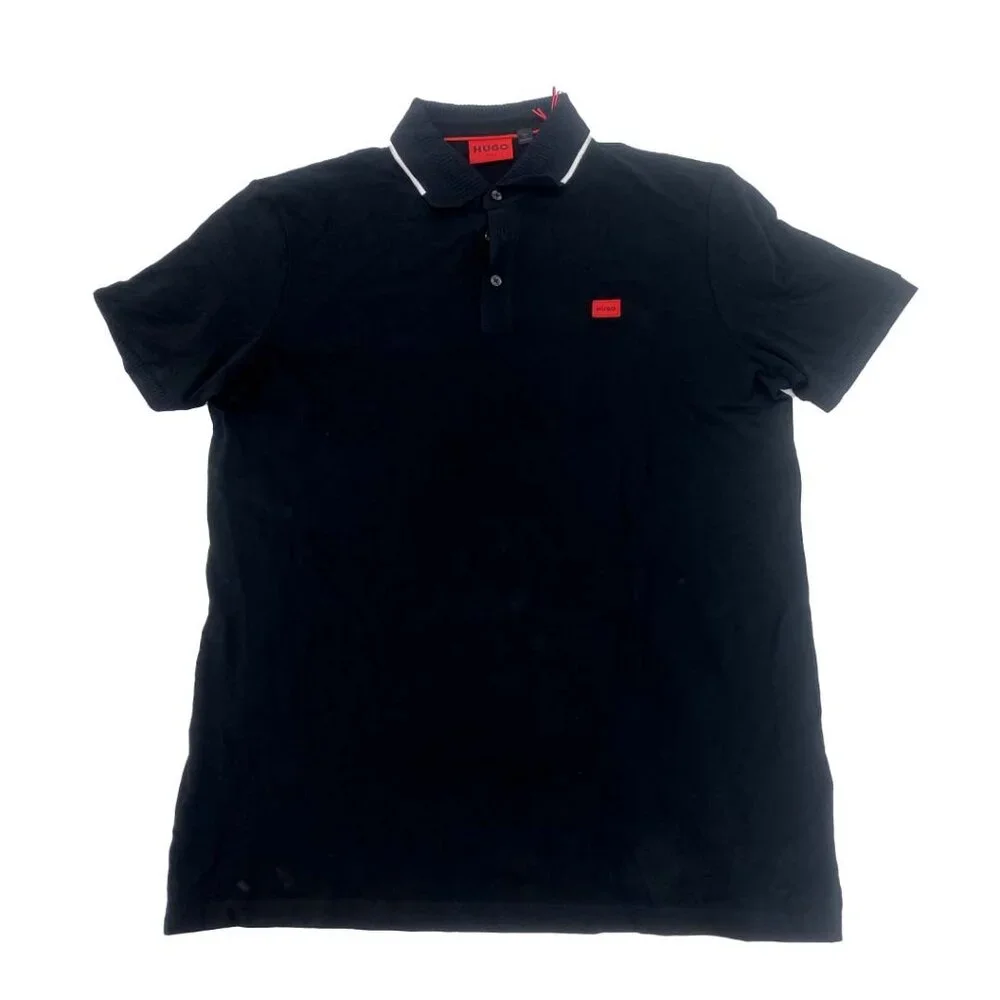 Hugo Boss Men's Short Sleeve Polo Shirt | Ribbed Collar | Black | Size X-Large - Picture 1 of 3